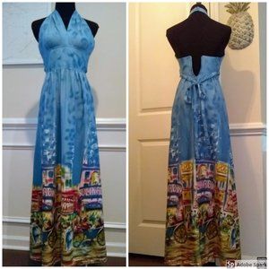 Stunning Vintage 70's Sharon's World Halter Dress